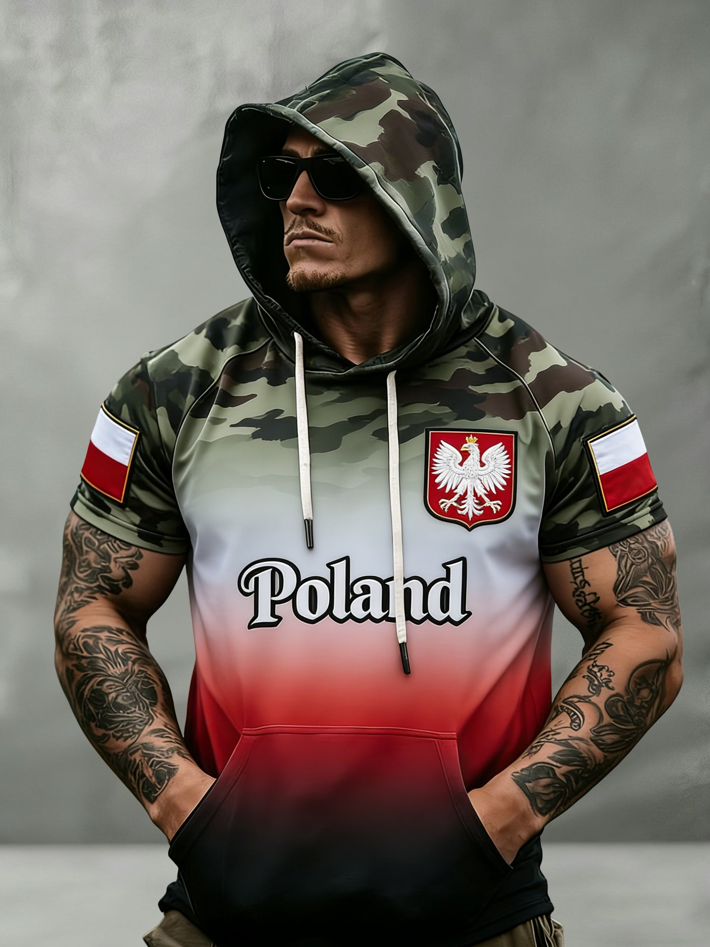 Męski polski kamuflaż w stylu artystycznym Patchwork T-Shirt
