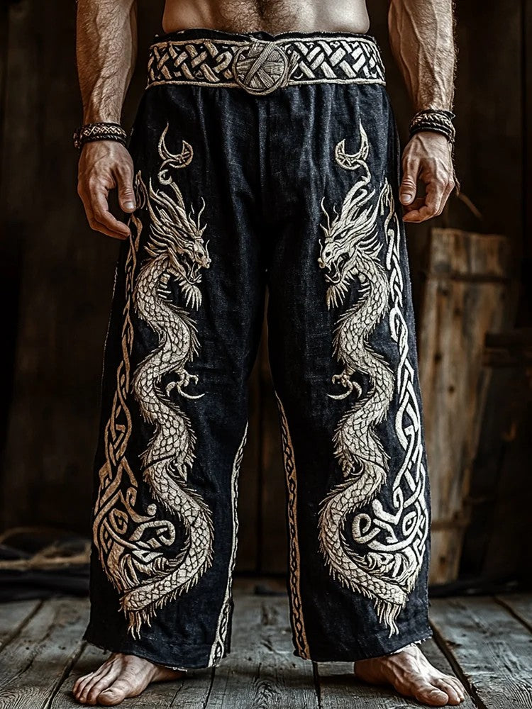 Męskie spodnie z nadrukiem Viking