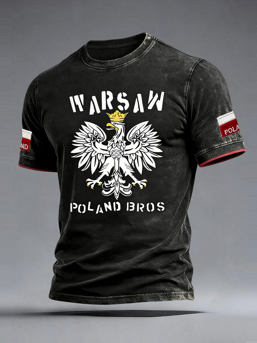 Retro abstrakcyjny Polski Orzeł Casual T-Shirt