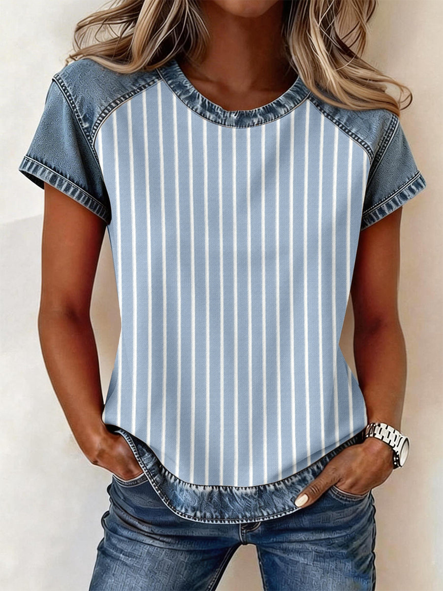 Damski wzór w paski Jenim Patchwork Top