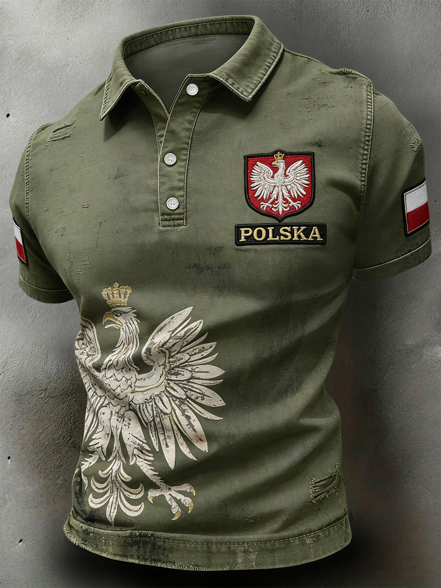 Retro Abstrakcyjny Polski Orzeł Casual Koszulka polo
