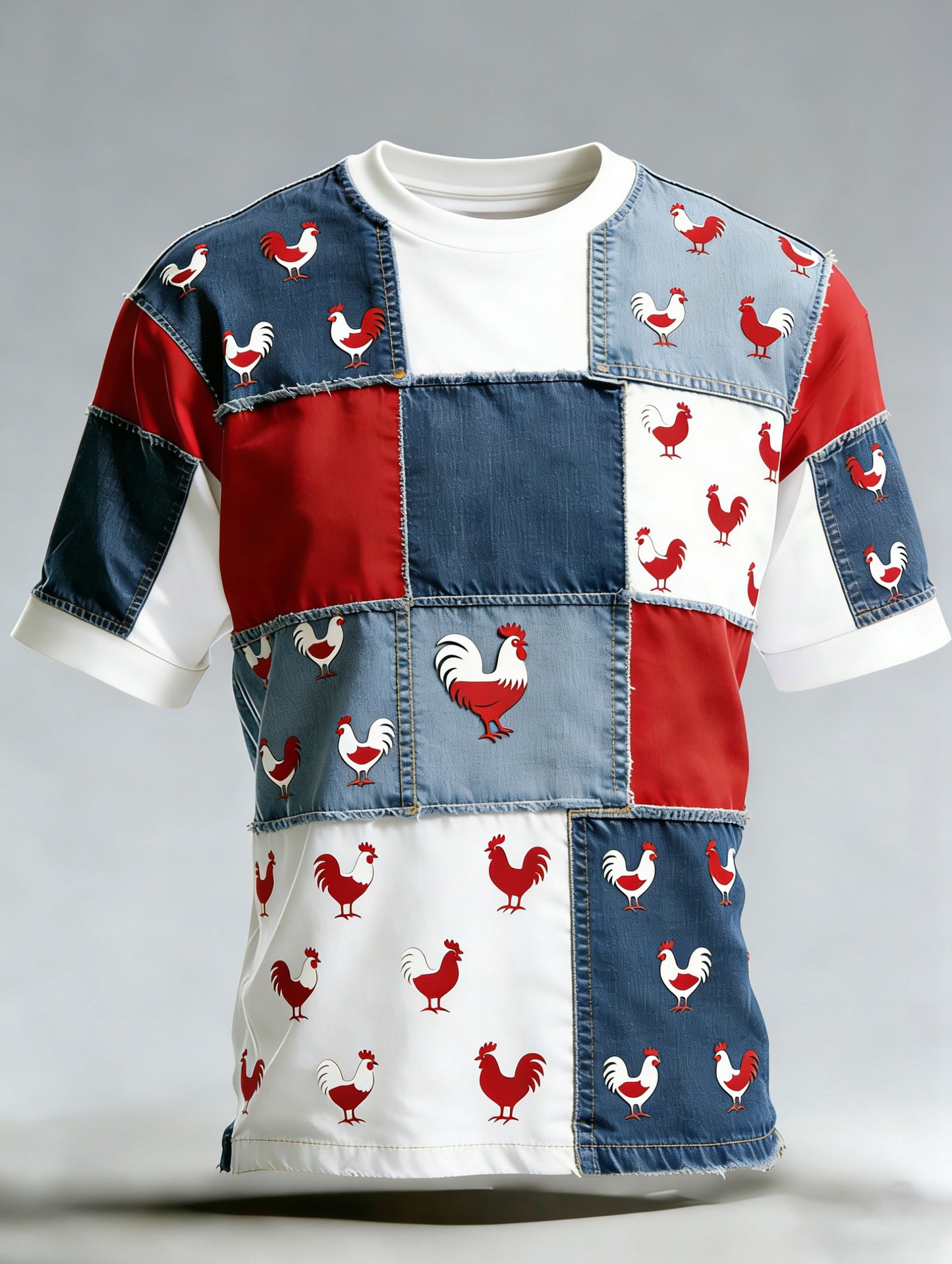 Męska polska koszulka z nadrukiem Rooster w stylu papierowym