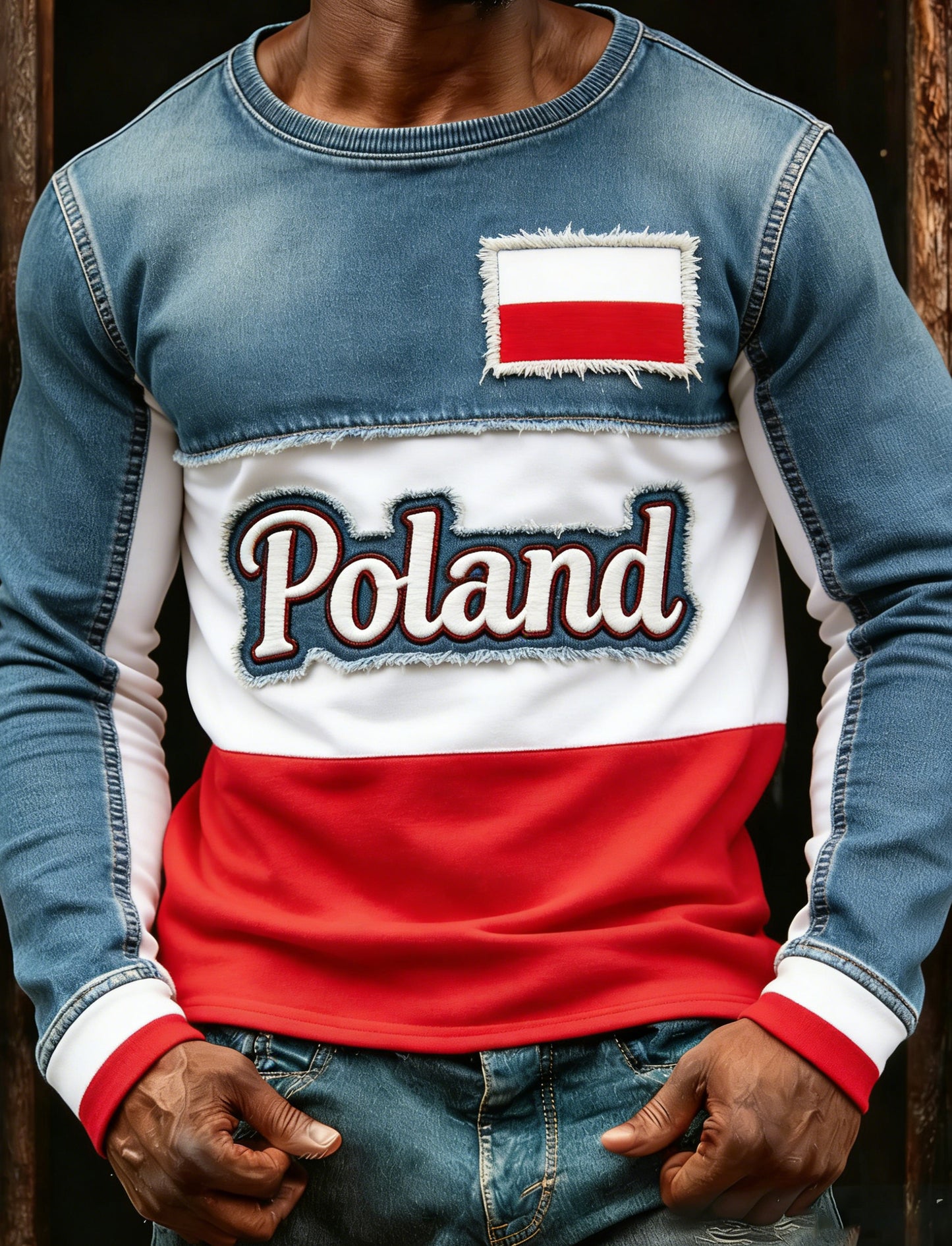 Męski t-shirt z artystycznym nadrukiem wycinanki papierowej przedstawiającej koguta