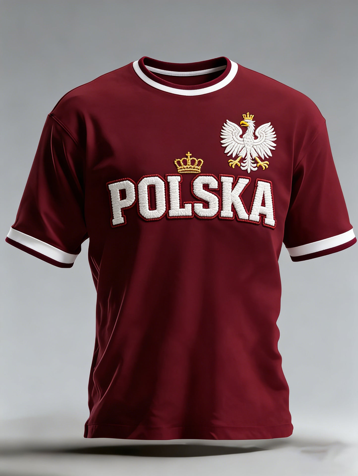 Męski T-shirt z nadrukiem ptaka narodowego w kolorach flagi Polski