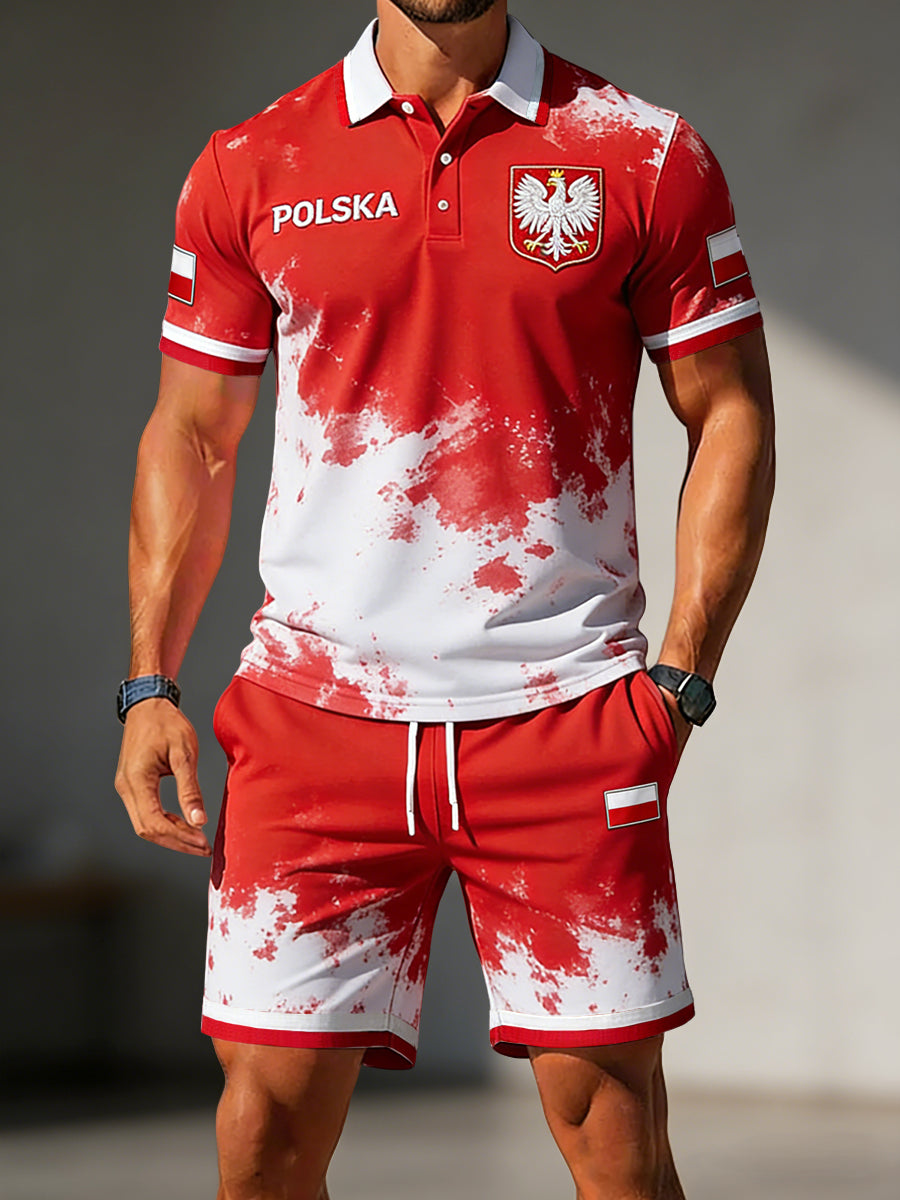 Męska koszulka polo i szorty w stylu vintage w stylu polskim