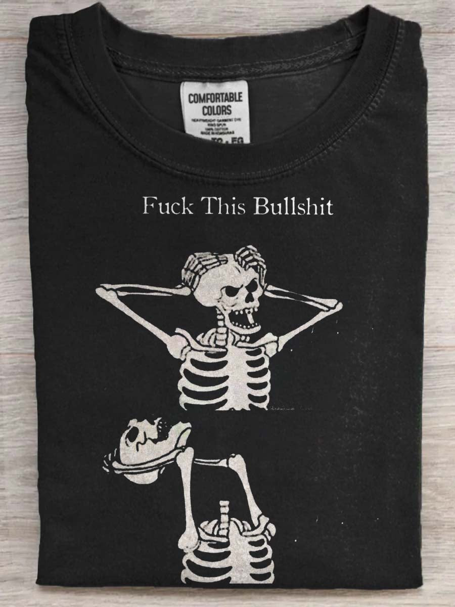 Crashing Skull Print Casual Koszulka z krótkim rękawem