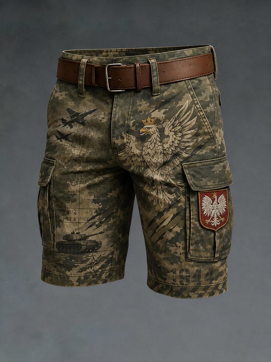 Męskie szorty cargo w stylu vintage z nadrukiem moro