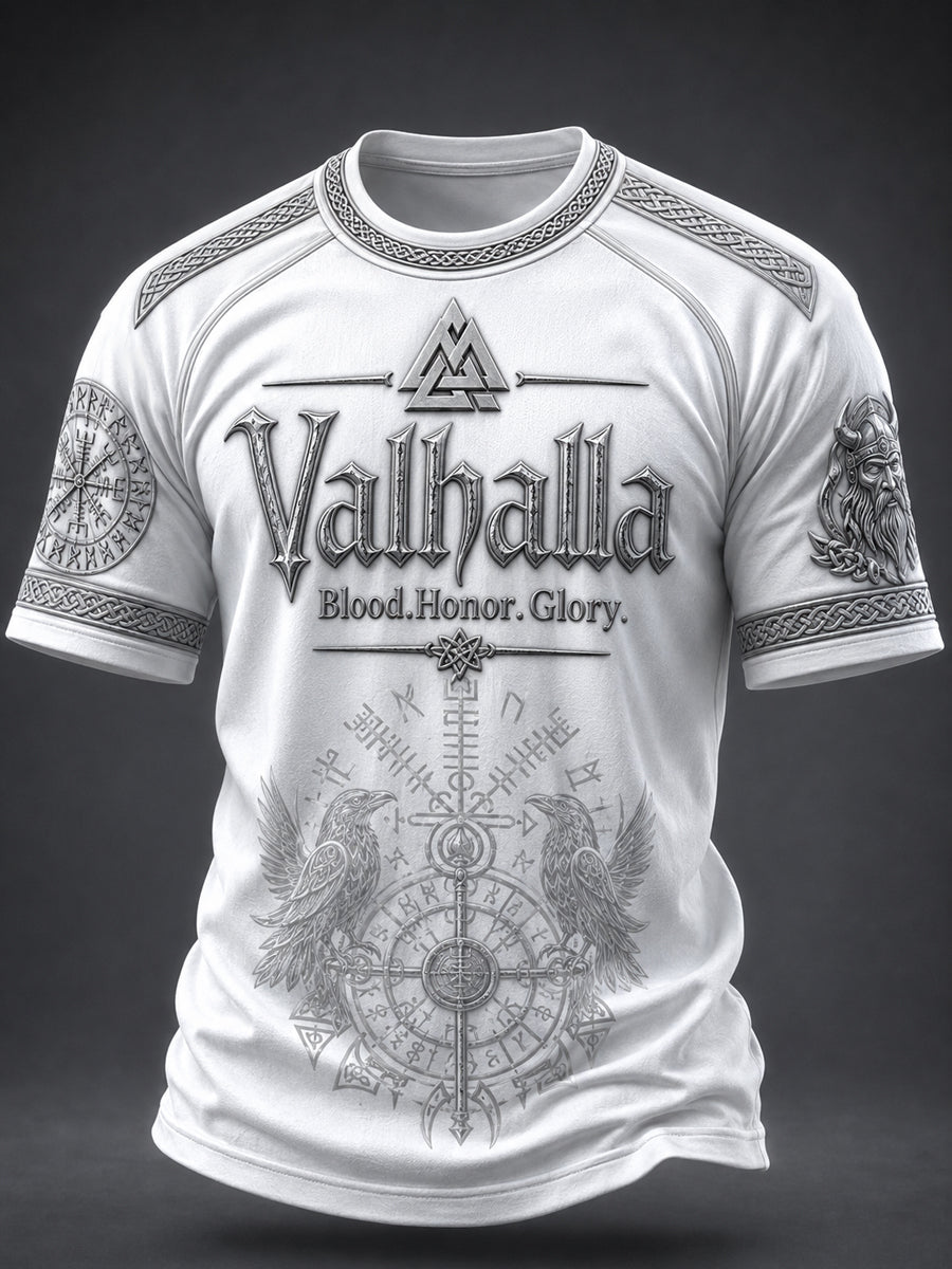 Męska koszulka Valhalla z nadrukiem Casual z krótkim rękawem