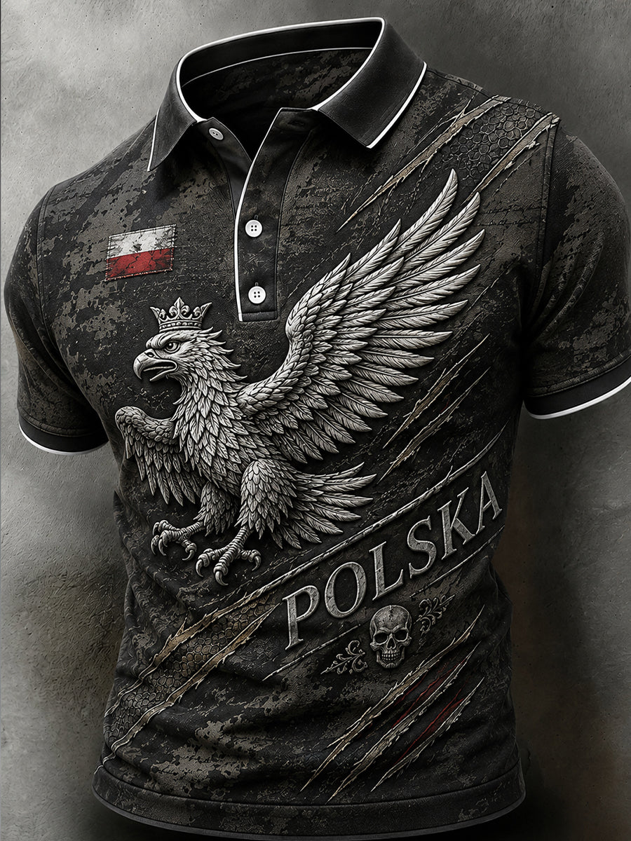 Retro polski kamuflaż Art Print Casual Koszulka polo