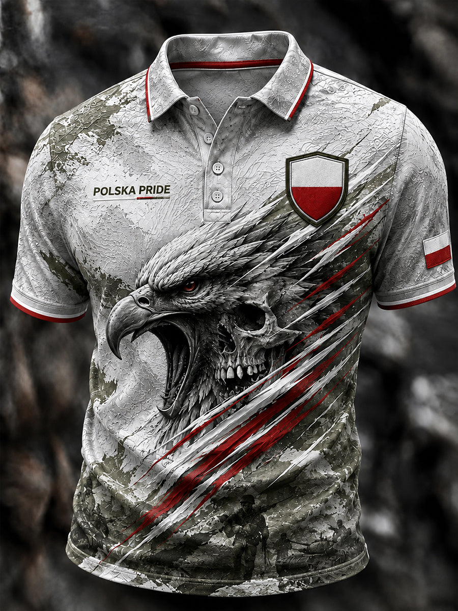 Retro polski sztandar moro Koszulka polo w stylu casual