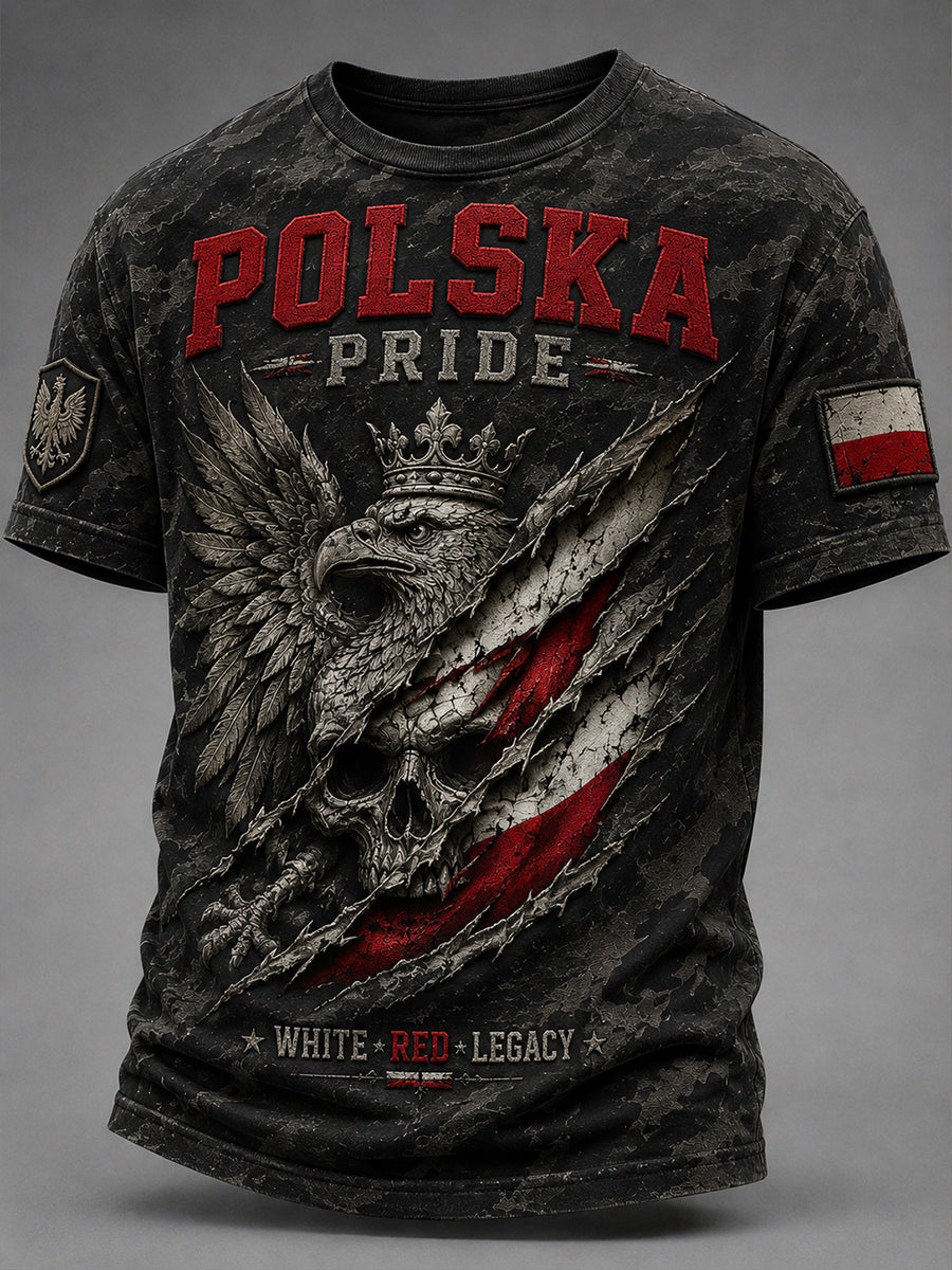 Męski koszulka w stylu retro z polskim motywem artystycznym na co dzień