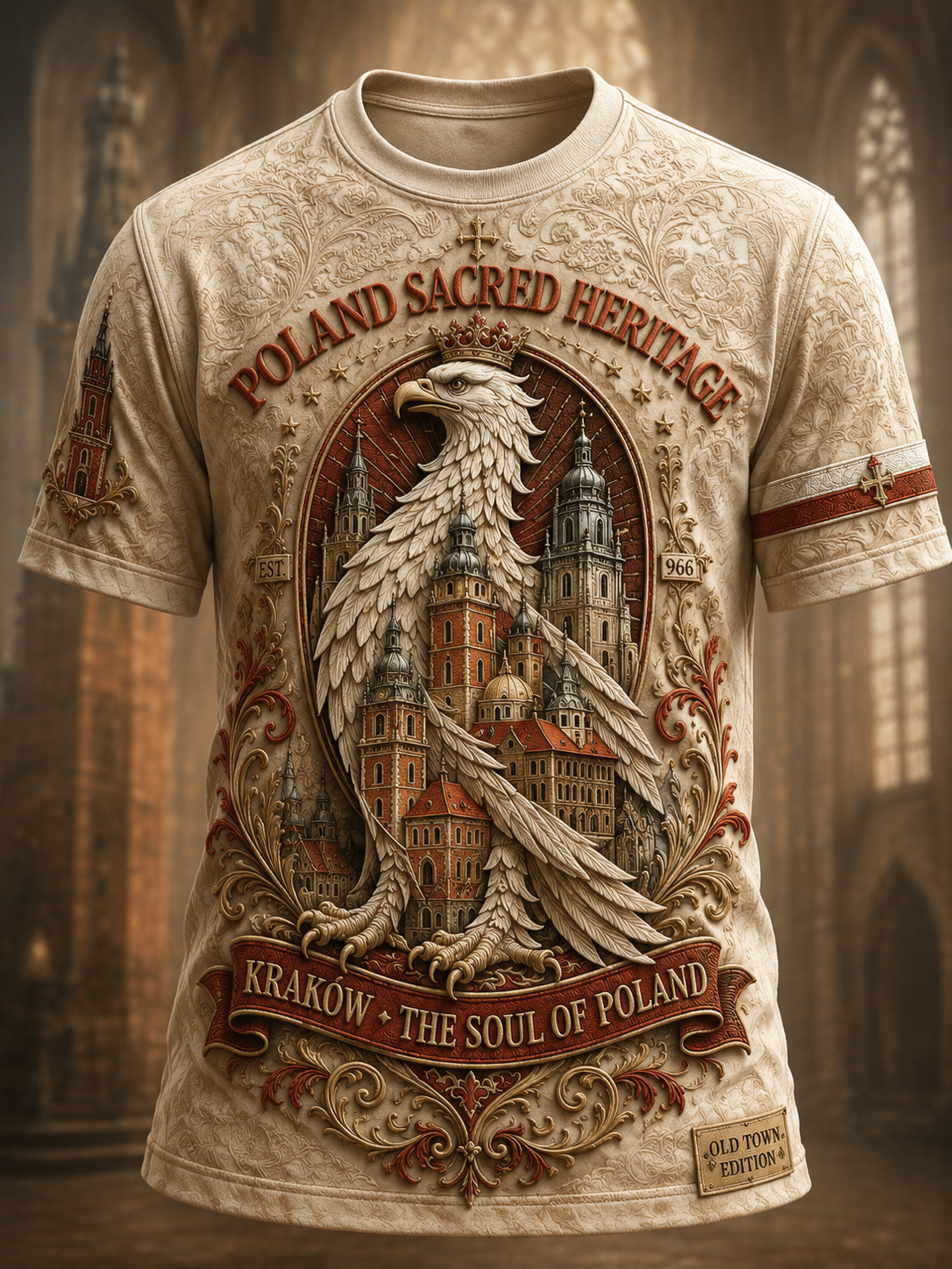 Męski t-shirt z krótkim rękawem z Polską