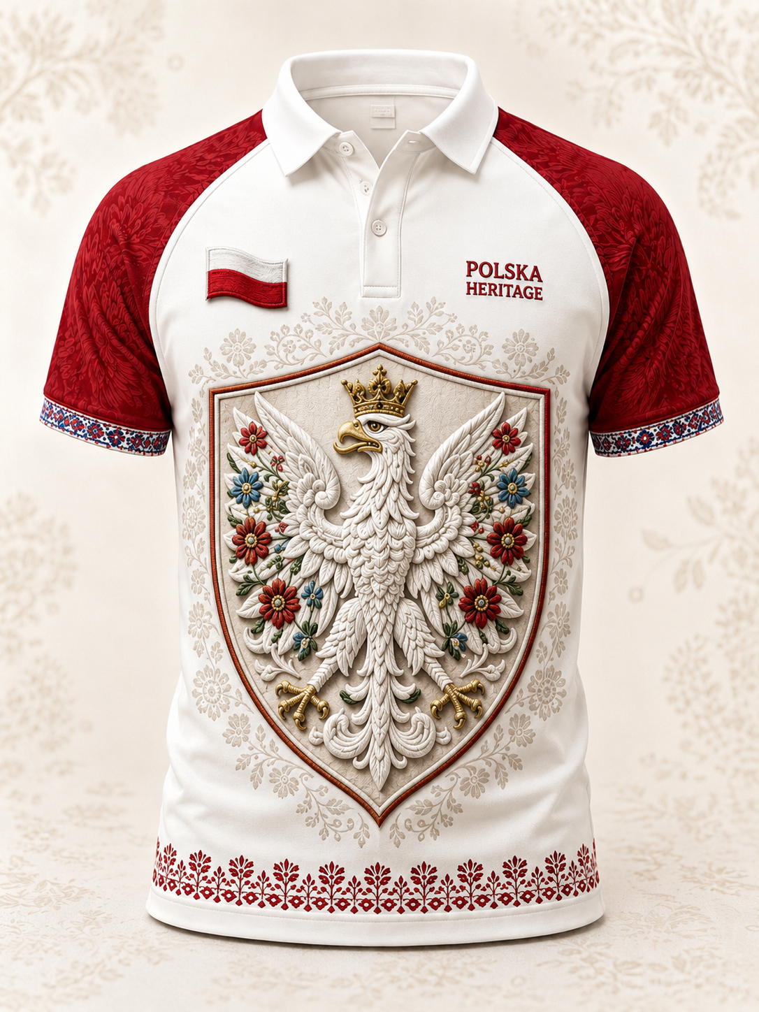 Koszulka polo z nadrukiem artystycznym dla mężczyzn, Polska