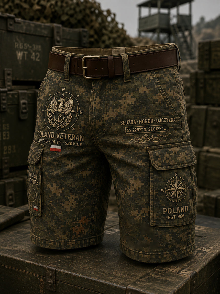 Męskie spodnie cargo w stylu wojskowym w stylu vintage kamuflaż i orzeł