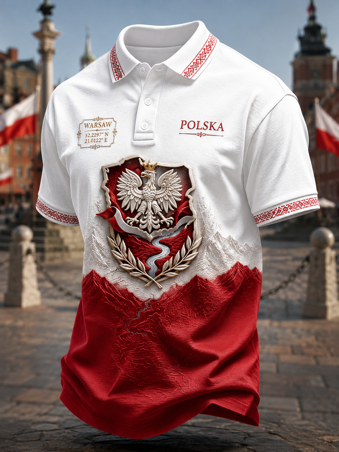 Koszulka męska z mapą Polski z krótkim rękawem
