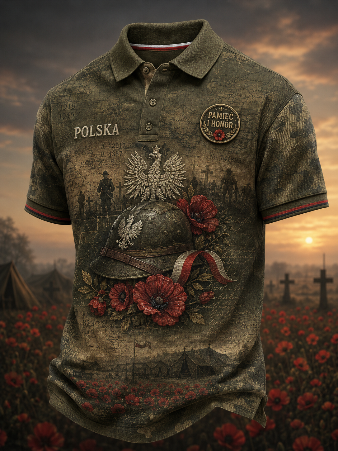 Męska koszula wojskowa polskich sił zbrojnych z krótkim rękawem