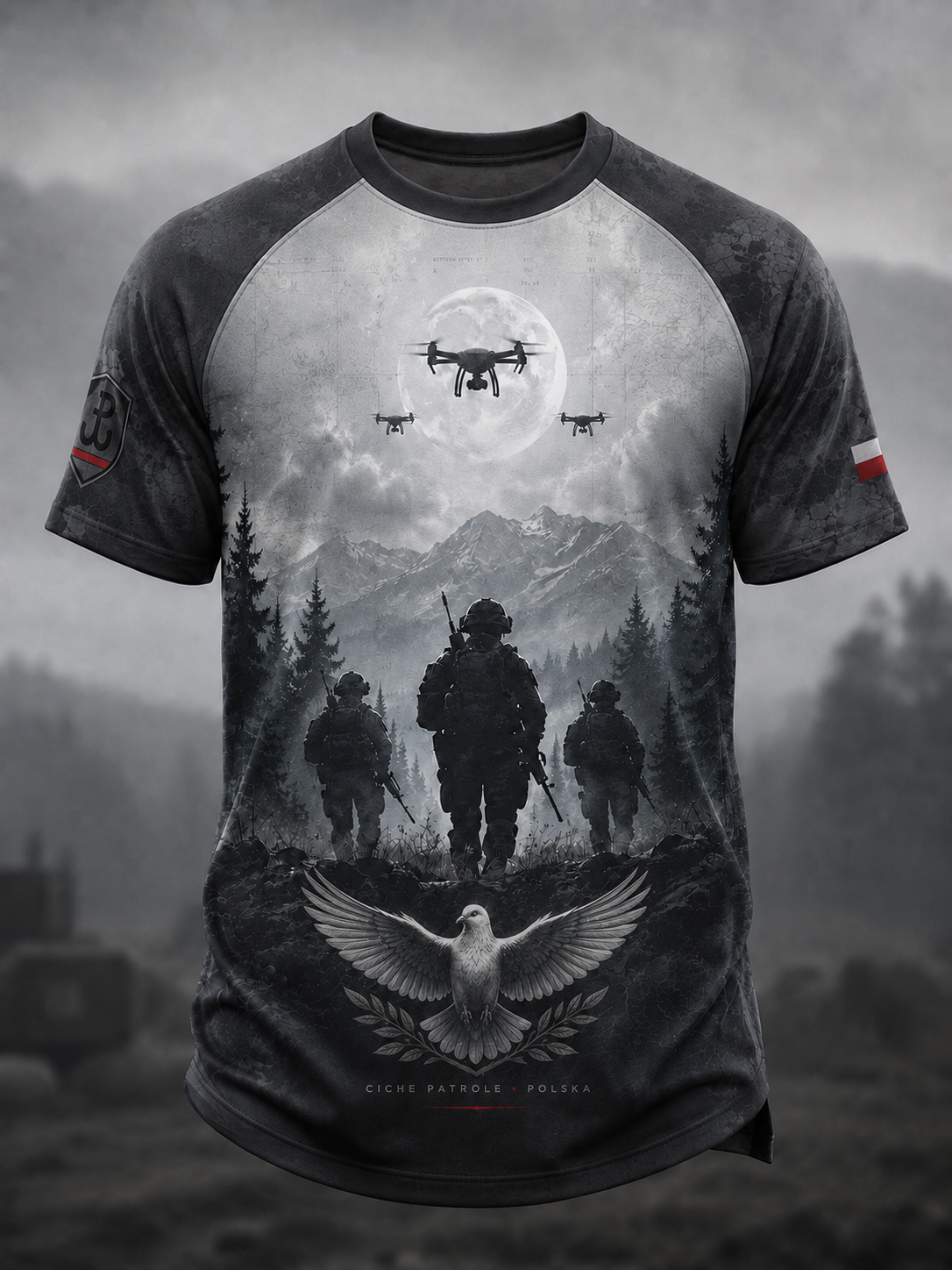 Męski t-shirt wojskowy polskich sił zbrojnych z krótkim rękawem