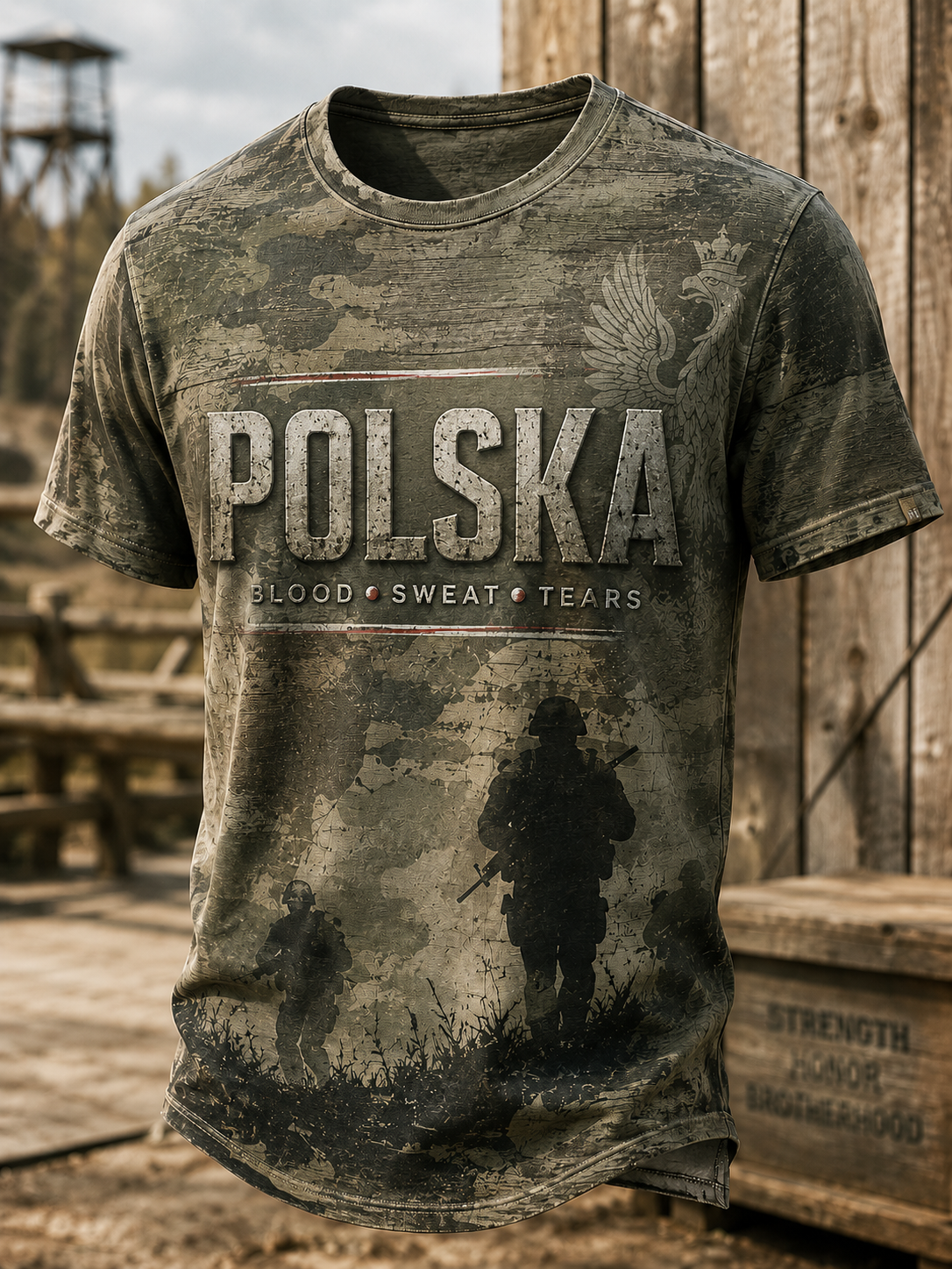 Męski t-shirt wojskowy polskich sił zbrojnych z krótkim rękawem