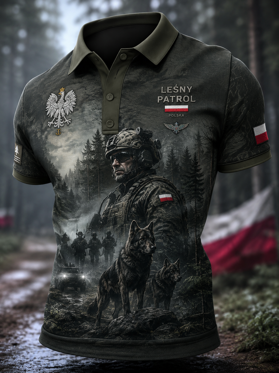 Męska koszula wojskowa polskich sił zbrojnych z krótkim rękawem