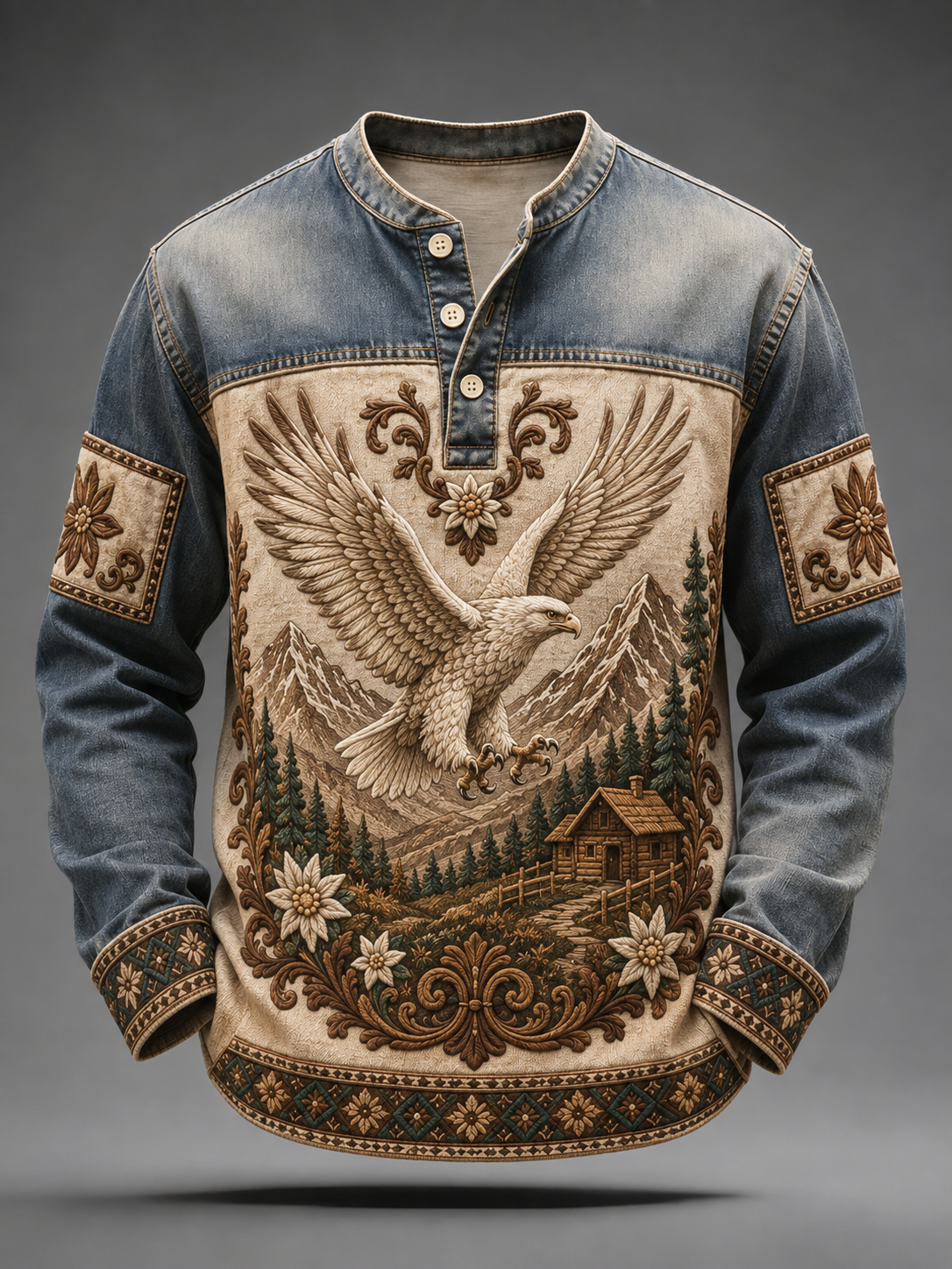 Męskie Góry Zakopane Casual Guzik T-Shirt