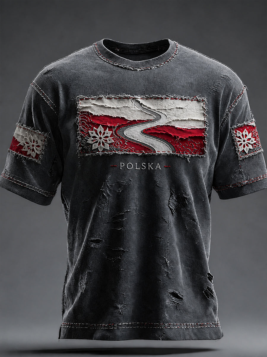Casualowa koszulka z polskim nadrukiem w stylu vintage