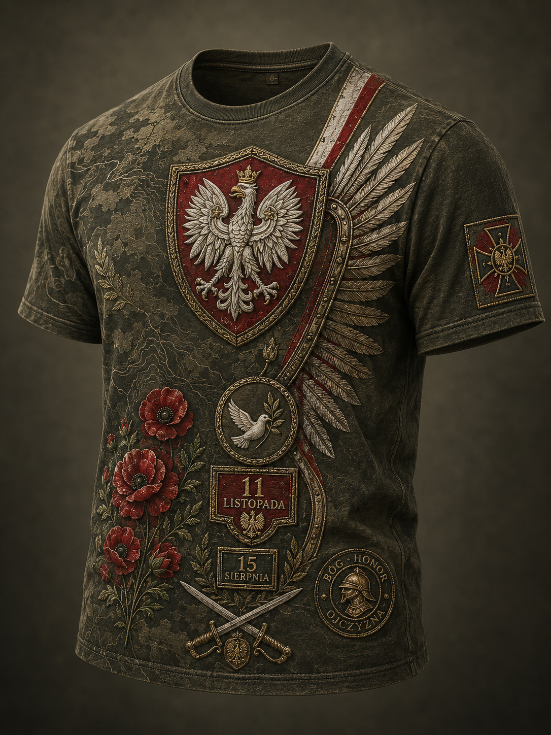 Koszulka męska z krótkim rękawem wojskowa polska