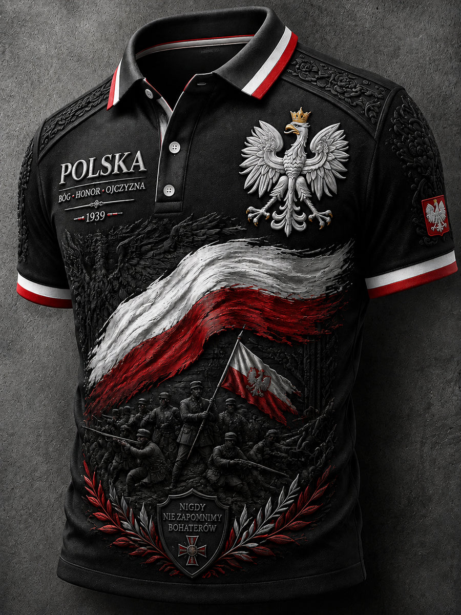 Rocznikowy polski emblemat orła, pamiątkowa koszulka polo na co dzień