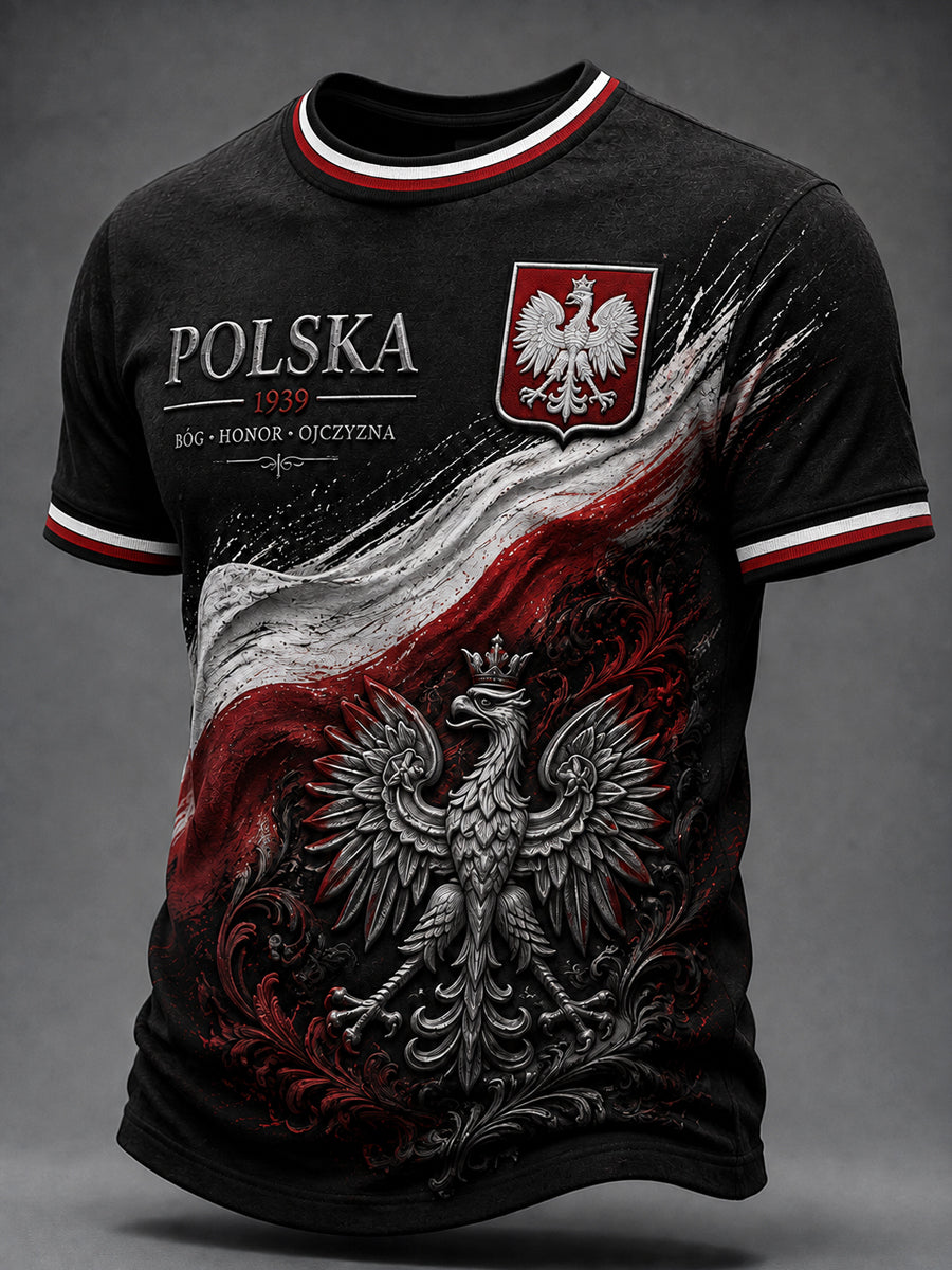 Rocznikowy polski emblemat orła, pamiątkowy t-shirt wojenny