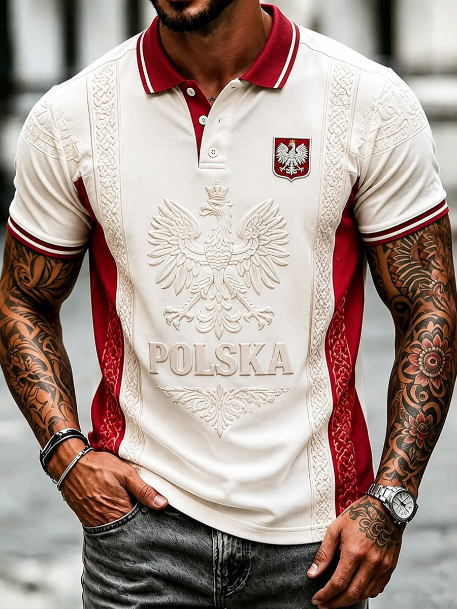 Casualowa koszulka polo retro polski orzeł biały