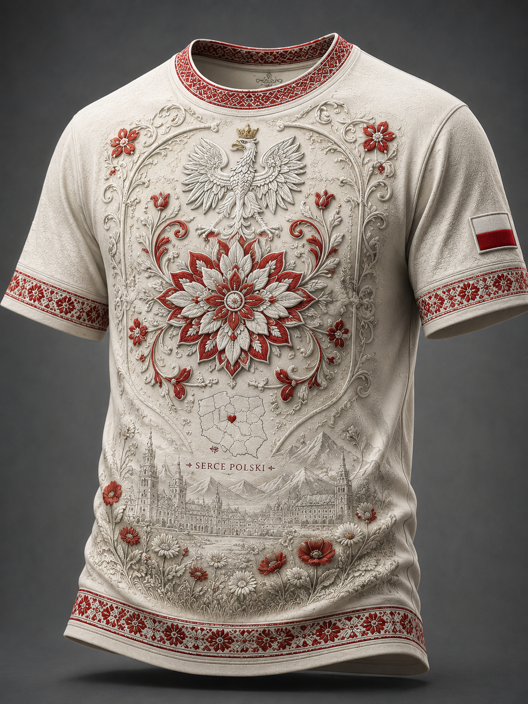 Męski t-shirt z krótkim rękawem z Polską