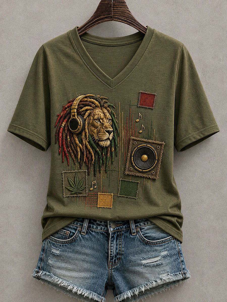 Damski t-shirt inspirowany reggae