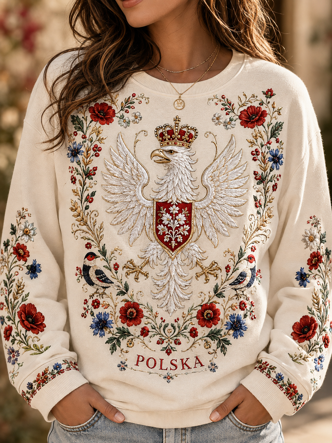 Damska bluza z Polską i rękawem raglanowym