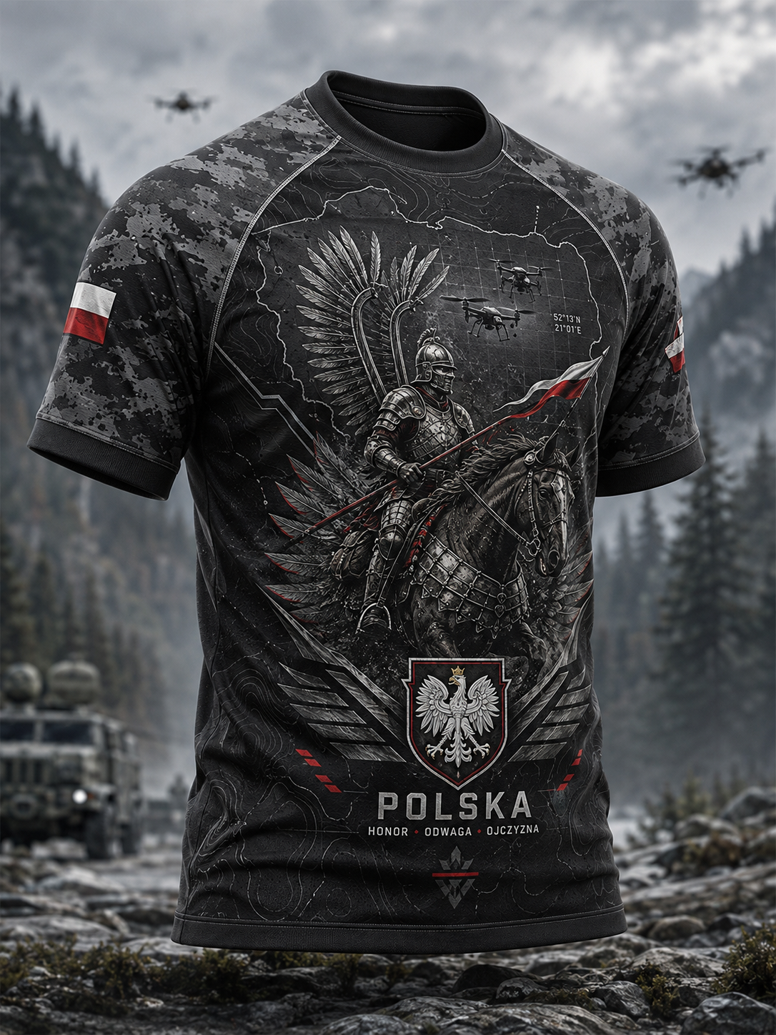Męski t-shirt wojskowy polskich sił zbrojnych z krótkim rękawem