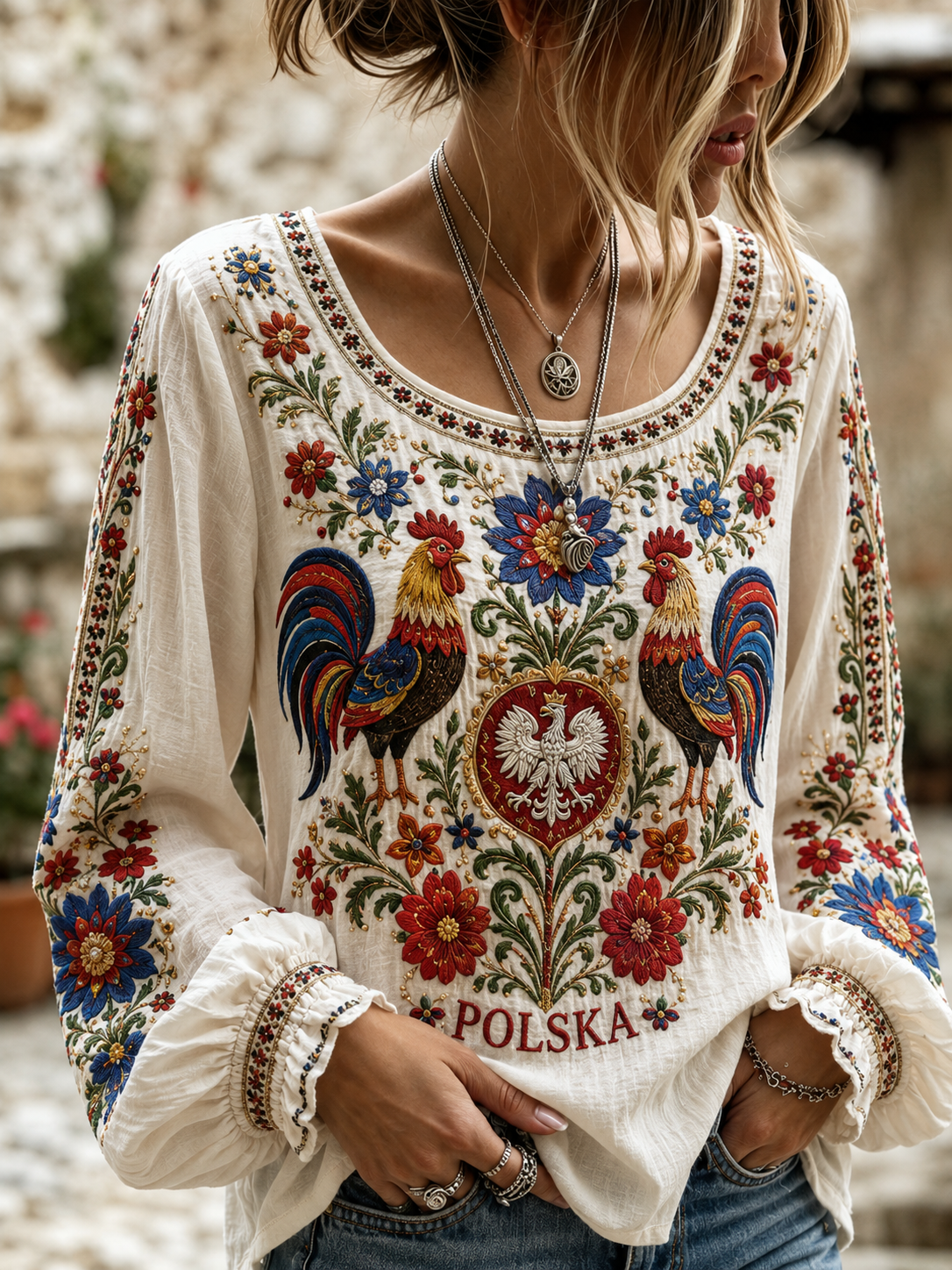 Damska koszula polska z bawełny i lnu