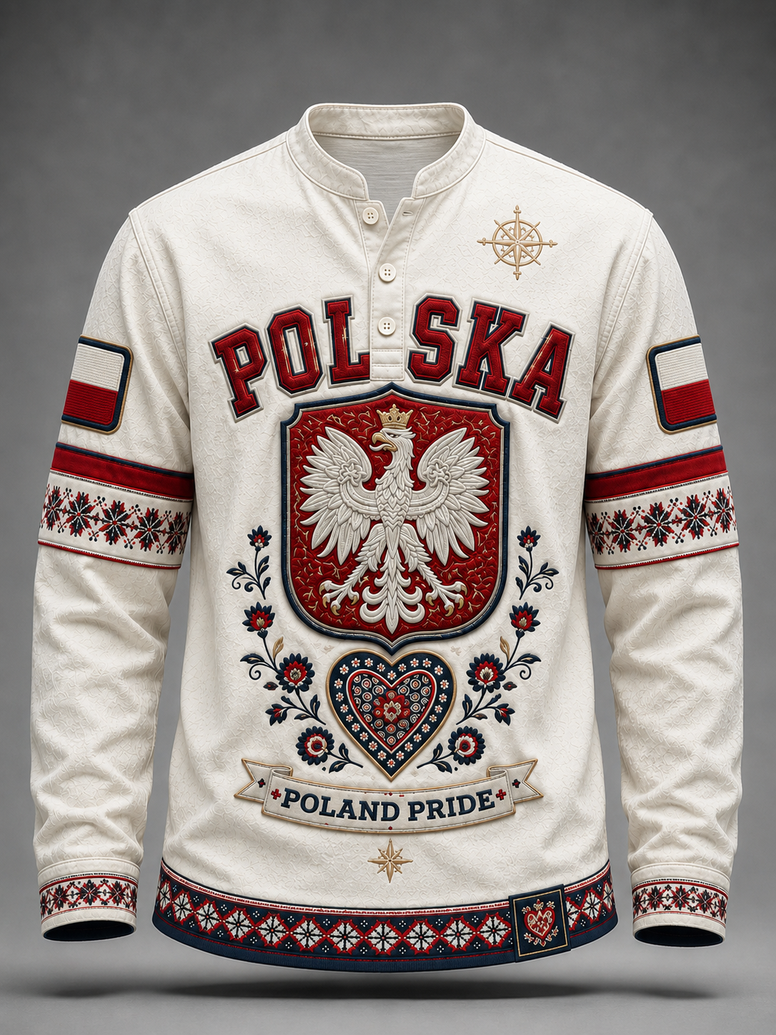 Męska koszulka z guzikami w stylu casual, Polska