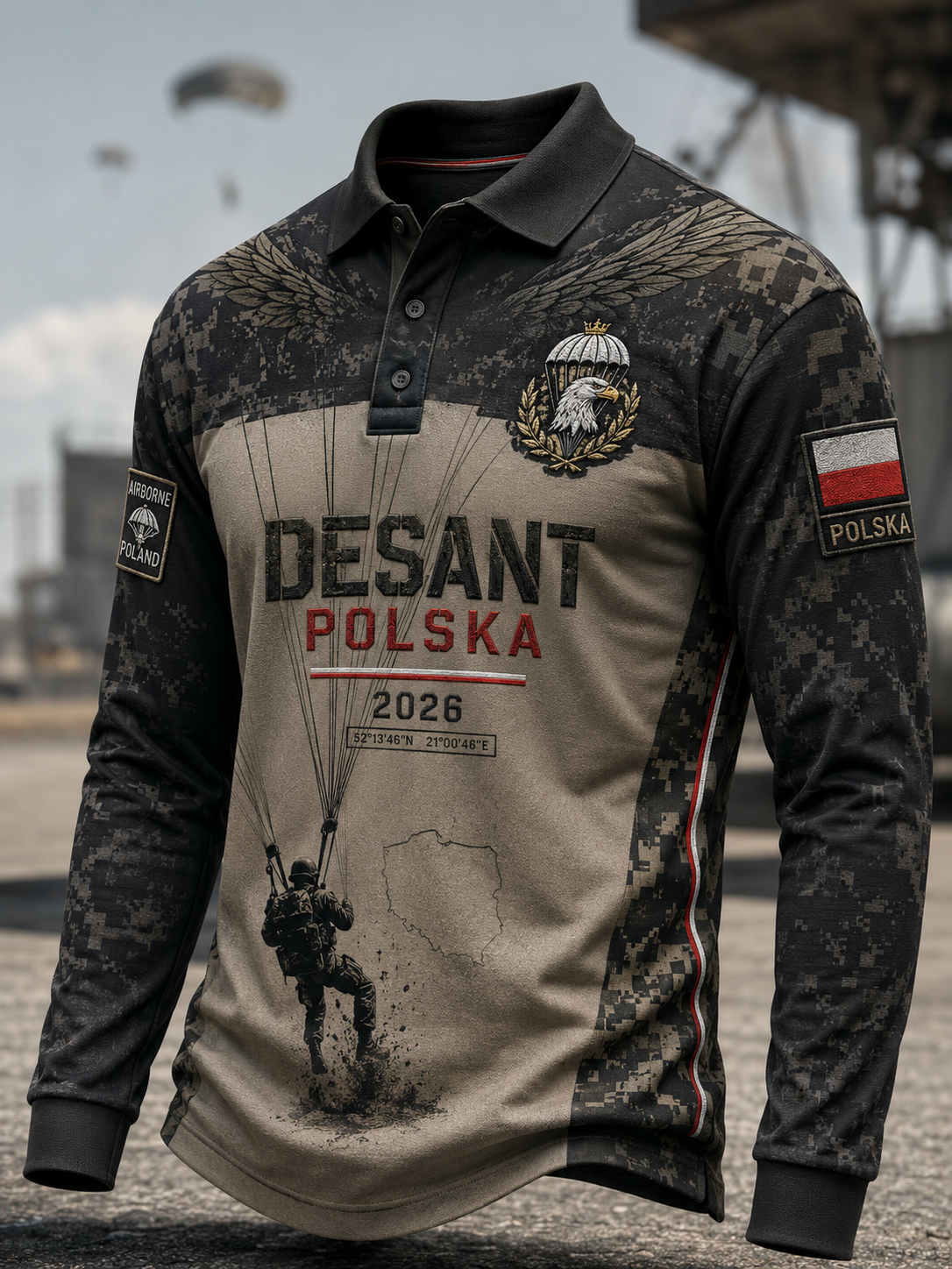 Męska koszula wojskowa polskich sił zbrojnych z długim rękawem
