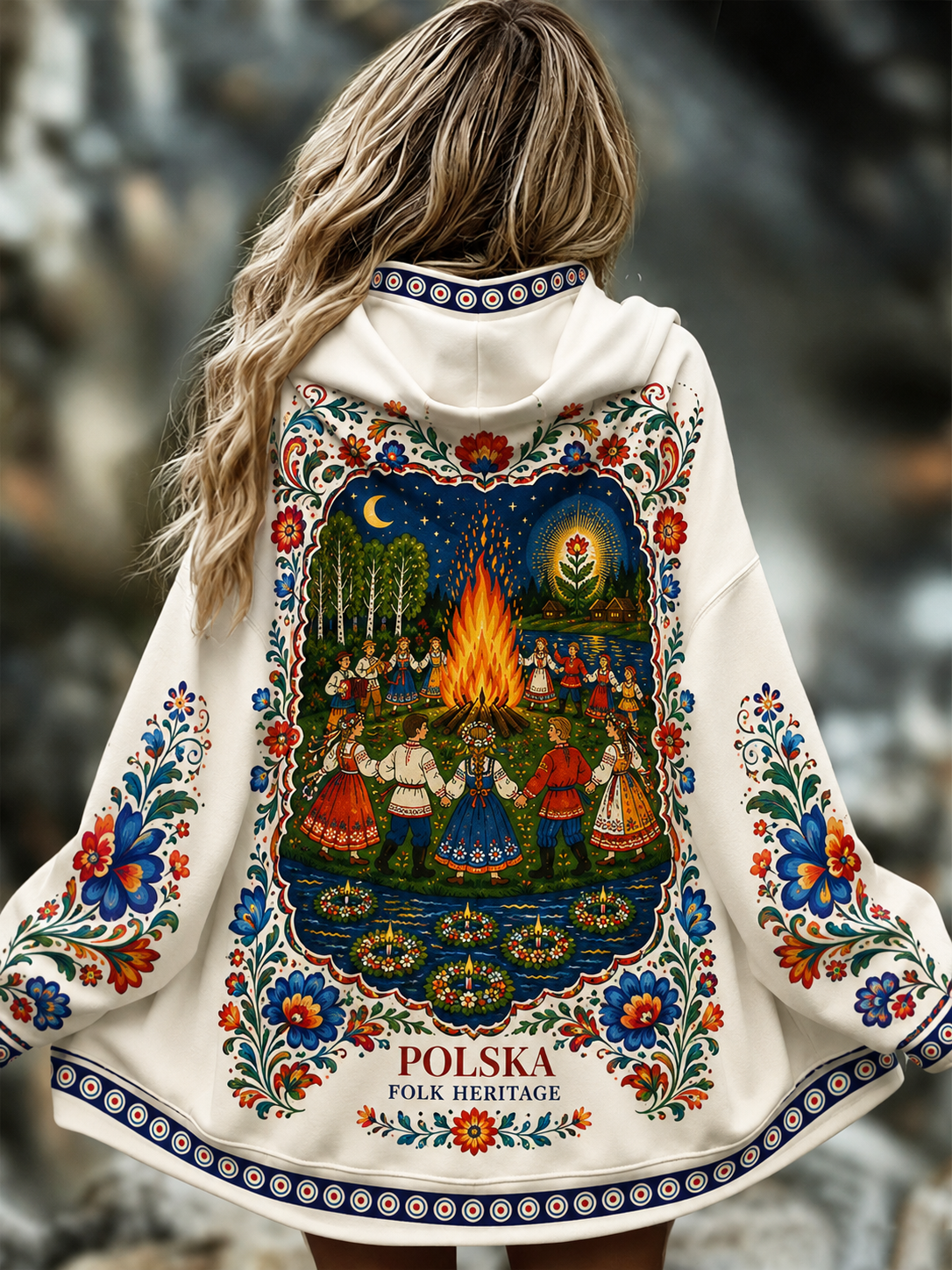 Damska polska koszulka z kapturem i zamkiem