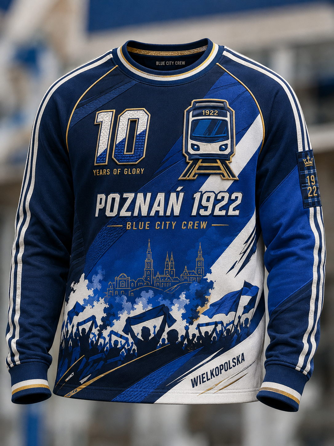 Męski polski koszykarski t-shirt z warkoczykowym wzorem i długim rękawem