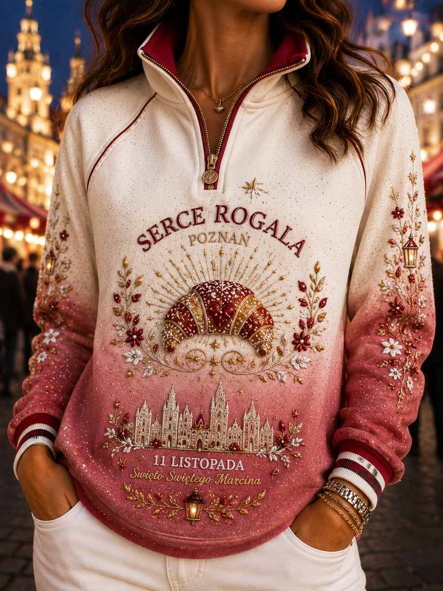 Damski retro sweter z zamkiem na Dzień Świętego Marcina w gradacji kolorów