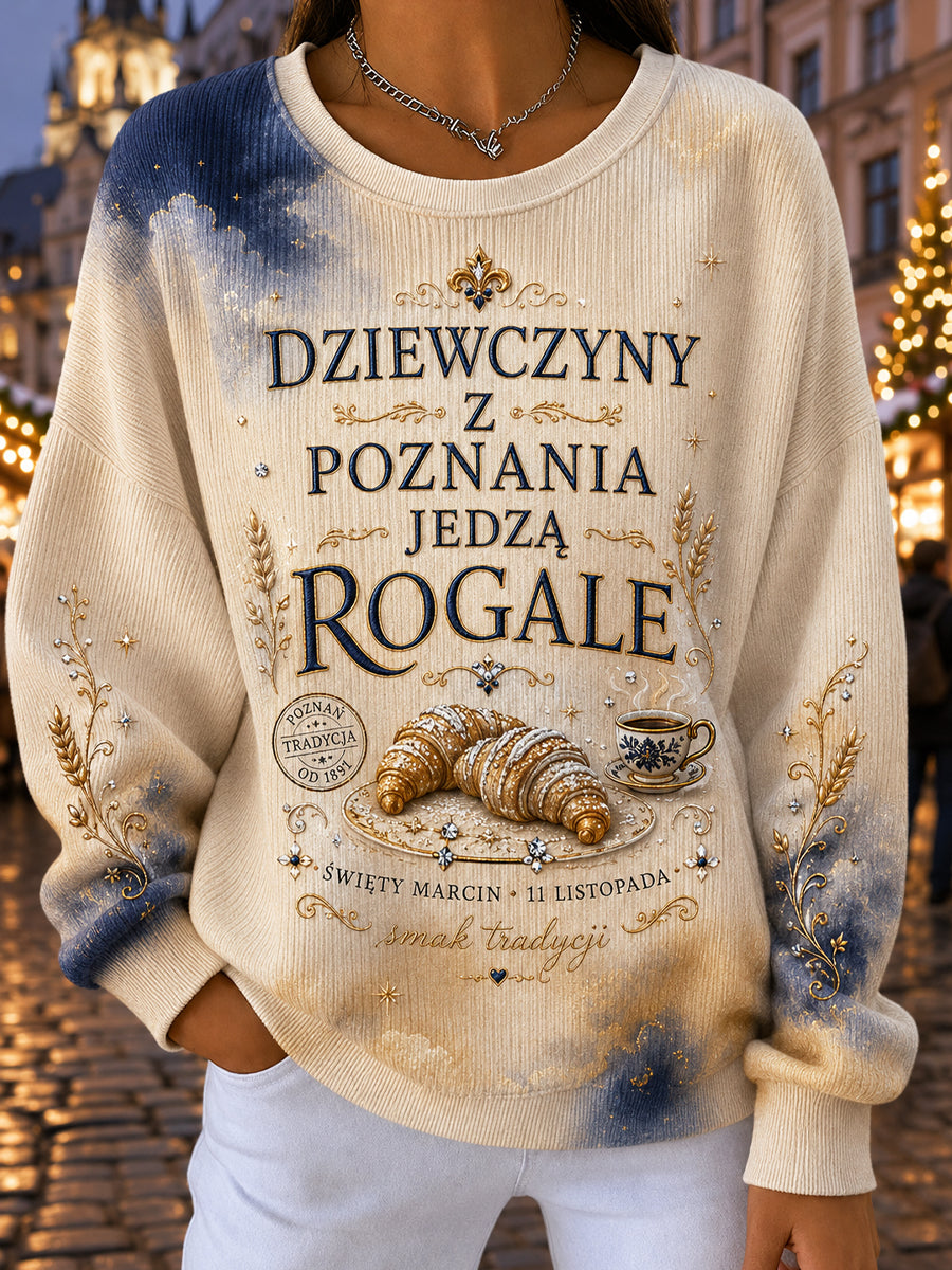 Damski sweter w stylu vintage z motywem pieczenia na Dzień Świętego Marcina w Poznaniu