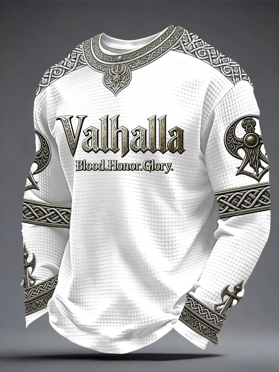 Męski wafelkowy top w stylu wikingów Valhalla