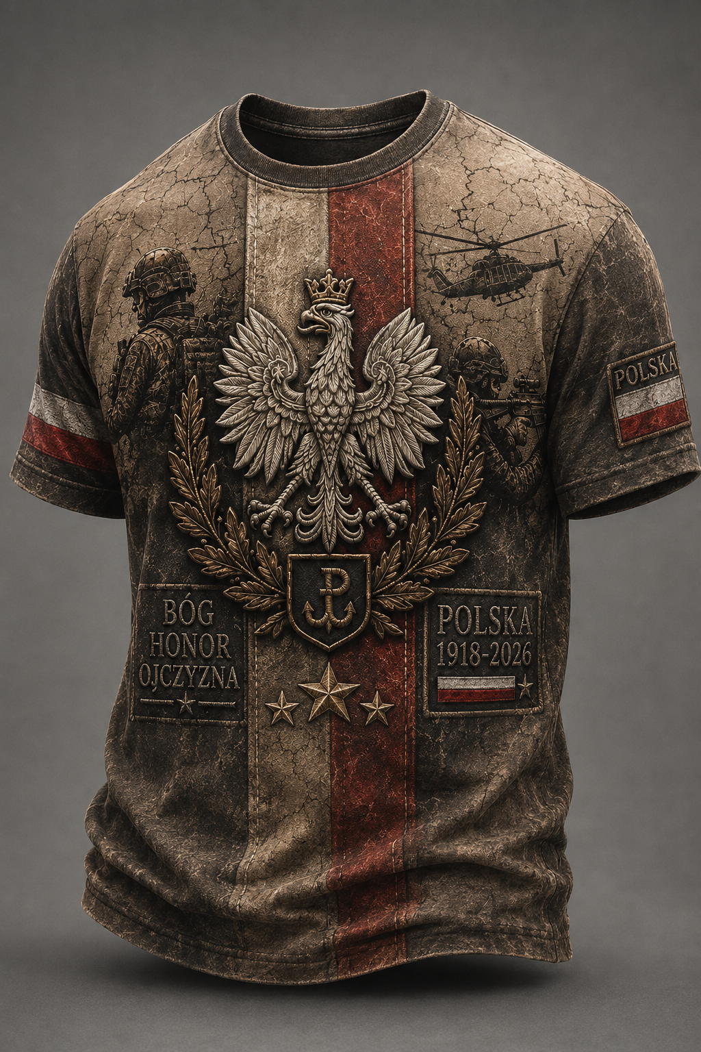 Męska koszulka z krótkim rękawem Polska kultura wojskowa