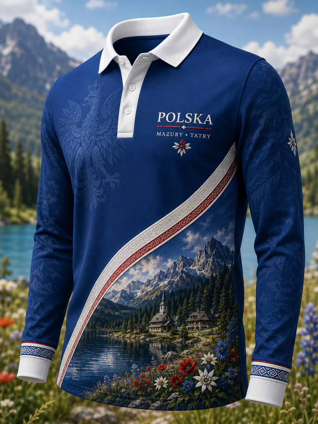 Polski koszulka polo z długim rękawem dla mężczyzn