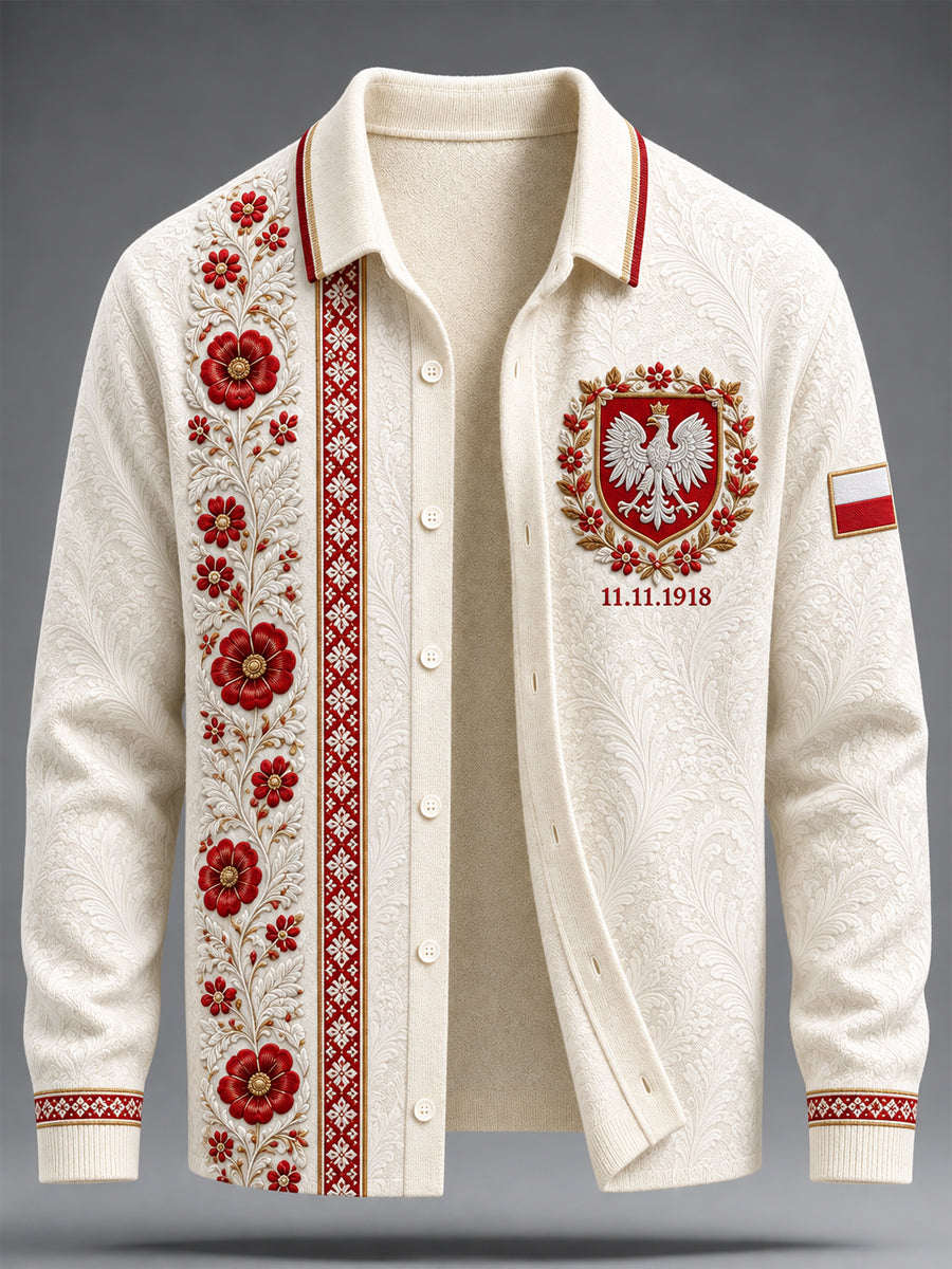 Męski sweter z imitacji wełny na Dzień Niepodległości Polski