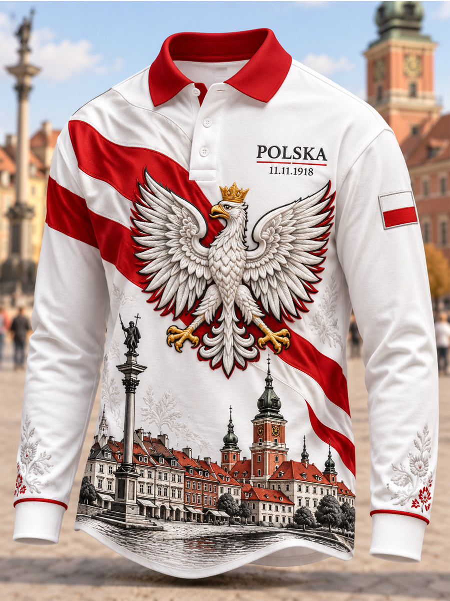 Męski koszulowy długi rękaw z okazji Dnia Niepodległości Polski