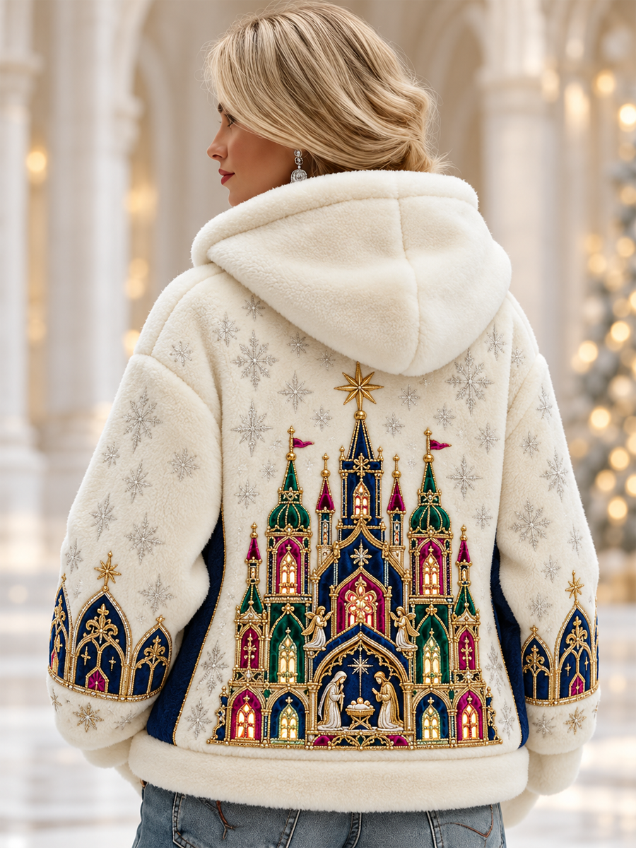 Women's Polish Christmas Art Flannel Jacket