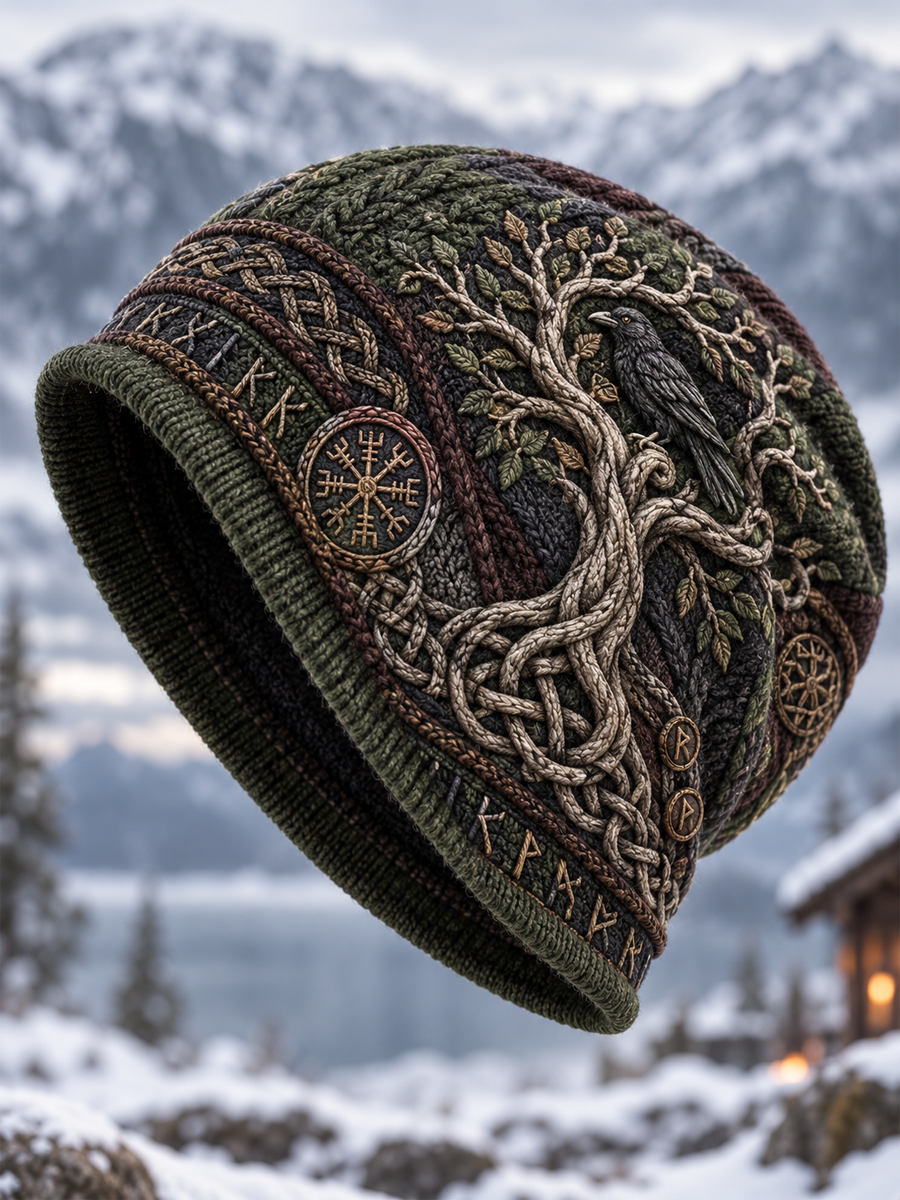 Viking Vintage jesień i zima ciepły zimny kapelusz z dzianiny