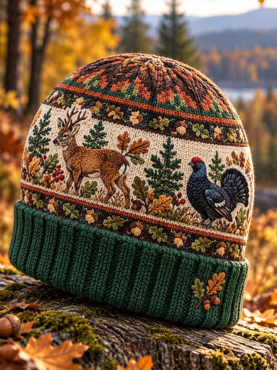 Kultura sezonu polowania, w stylu vintage, ciepła dzianinowa czapka na jesień i zimę