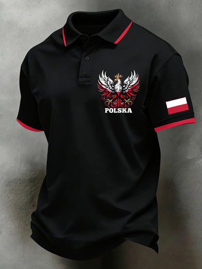Polo męskie z nadrukiem artystycznym