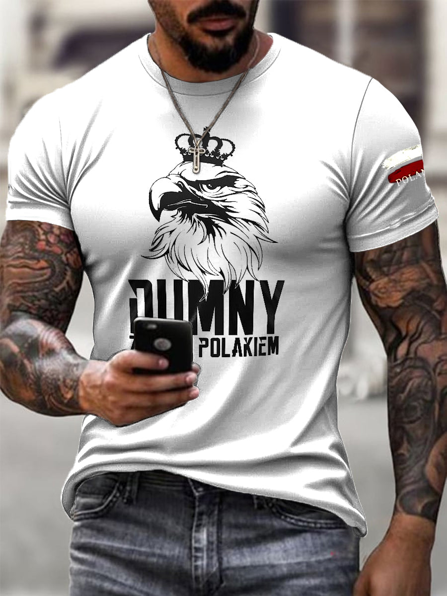 Męski Vintage White Eagle Pride Casual T-Shirt